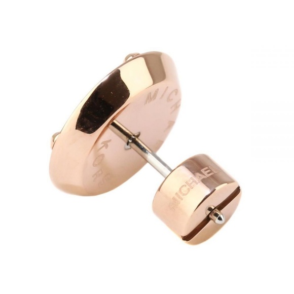 Michael Kors Heritage Logo Rose Gold Stud Earrings - Picture 4 of 5
